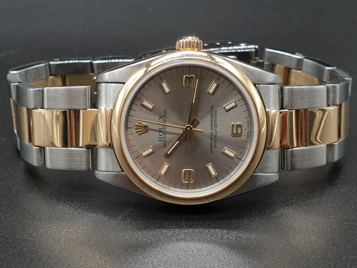 Rolex Oyster Perpetual unisex watch, two-tone colours silver face. 32mm - Image 4 of 13