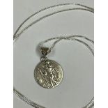 Vintage silver St Christopher pendant on silver chain