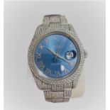 Rolex Oyster DateJust; 41mm; superlative chronometer officially certified; diamonds were set outside