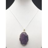 45cts Amethyst Gemstone pendant in sterling silver with chain