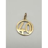 9K Yellow Gold 40th Charm/Pendant. 0.82g