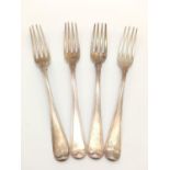 Four Georgian Silver Forks. 266g total weight. 20cm.