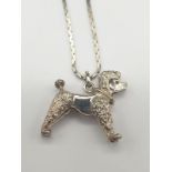Silver Necklace with Poodle Pendant. 46cm. 6.84g
