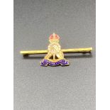 Vintage World War II Royal Pioneer Corps SWEETHEART BROOCH , gilded with red and blue enamel, having