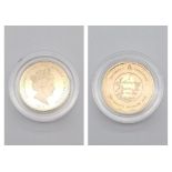 22k Gold Quarter Sovereign Celebrating the Sapphire Jubilee of Queen Elizabeth II. Comes with a