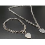 Silver Tiffany Style Necklace and Bracelet. 40cm. 20cm 38.52g total weight