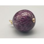 Russian egg pendant 14k enamel purple diamond 20th century. 8.5gms 2cm drop