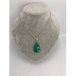 silver Prince of Wales chain ( 20 inches, weight 9.90g) with amazonite pendant set in silver ( 14.