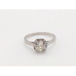 Platinum 1ct diamond solitaire ring, weight 2.3g size L1/2