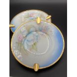 Vintage pair of Limoges Le Roy hand-painted porcelain ashtrays having gold plated trim.Perfect