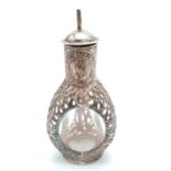 Vintage possibly Antique Chinese Sterling Silver Bottle with Top. 12cm tall. 113.6g