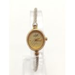 Cartier Style Ladies Watch. Quartz Movement. Gold dial. As found