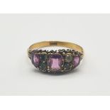 18k Yellow Gold Vintage Amethyst Ring. 1.8g. Size N.