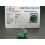 50.88 Cts Natural Fluorite in Oval cut. 24.36 x 19.33 x 14.20 mm. Come with IGL&I Certificated