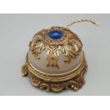 Russian silver gilt diamond hard stone table bell. 197.6gms 7cms diameter at base and standing