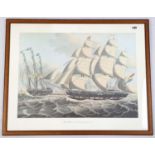 A NICELY FRAMED PRINT OF A DUTCH FRIGATE UNDER FULL SAIL. 82 X 66cms