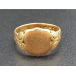 18K Yellow Gold Gentleman's Signet Ring. Size U. 9.56g