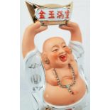 Large Ceramic Buddha Statue - Ornate and Gilded Decoration throughout. 50cm tall.
