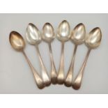 Six Silver Georgian Spoons. Hallmark of William Eaton. 290g total weight. 18cm