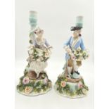 Antique Pair of Sitzendorf Candelabra. A Lady and a Gentleman. Ornate floral decoration