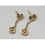 9K Yellow Gold Miniature Diamond Teardrop Earrings.
