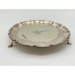 A SILVER SALVER WITH CLEAR UK HALLMARK. 168.8gms