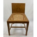 Vintage Child's Walnut Chair with Woven Cane Seating Area. (slight tear damage to middle of seat).