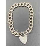 Heavy SILVER HALLMARKED BRACELET with heart padlock. 40 grams.