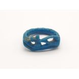 Ancient Egyptian Blue Faience Eye of Horus Ring. Size N.