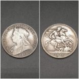 1899 Victorian Old Head Silver Crown. 28g
