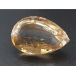 1 Pear Shape Briolette Cut Citrine. Total carat weight 55.69g.