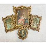 A Selection of Four Prints of Famous Artworks in Gilded Frames. 28 x 36cm - largest piece.