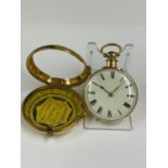 Antique rare yellow metal Rack lever pocket watch, pair case, Liverpool, with Liver bird on