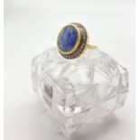 10cts of Blue Sapphire Ring with a Halo of White Diamond Accents. Size N. 8.2g