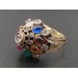 14K Yellow Gold Multi-Gem Princess Ring. Size R. 7.5g total weight.