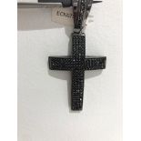silver with black rhodium cross pendant; 6x4.2cm approximately without bail; 26.40g;