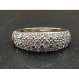 9K Yellow Gold stone set band ring. Size O. Weighs 2.6g.