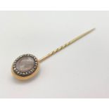 15K Yellow Gold Victorian Mourning Pin with Woven Hair Attachment. 3.5g