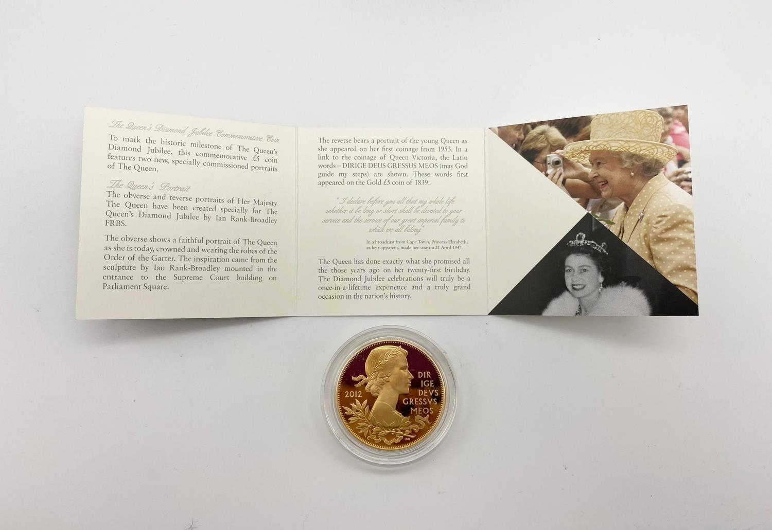 The Royal Mint Queen's Diamond Jubilee Silver (gold plated) £5 Commemorative Coin. Comes in - Image 2 of 3