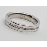 18K WHITE GOLD DIAMOND SET BAND RING WEIGHT 6.2G SIZE M