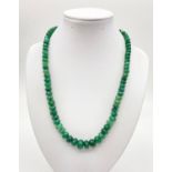 250cts of Emerald Gemstone Necklace with a Ruby Clasp. 46cm