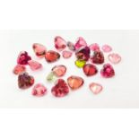 24 Heart shape Pink Tourmaline. Total carat weight 35.24g.