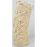 Antique Large African Ivory Hand Carved Cylinder. 33cm. 12.5cm diameter. 2307g