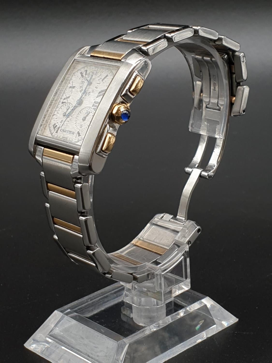 Cartier tank watch, square face Roman numerals and two-tone (bi-metal) strap - Image 2 of 13