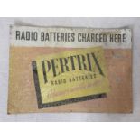 Vintage Original Pertrix Radio Batteries Aluminium Sign. Condition as per photos. 64 x 44cm.