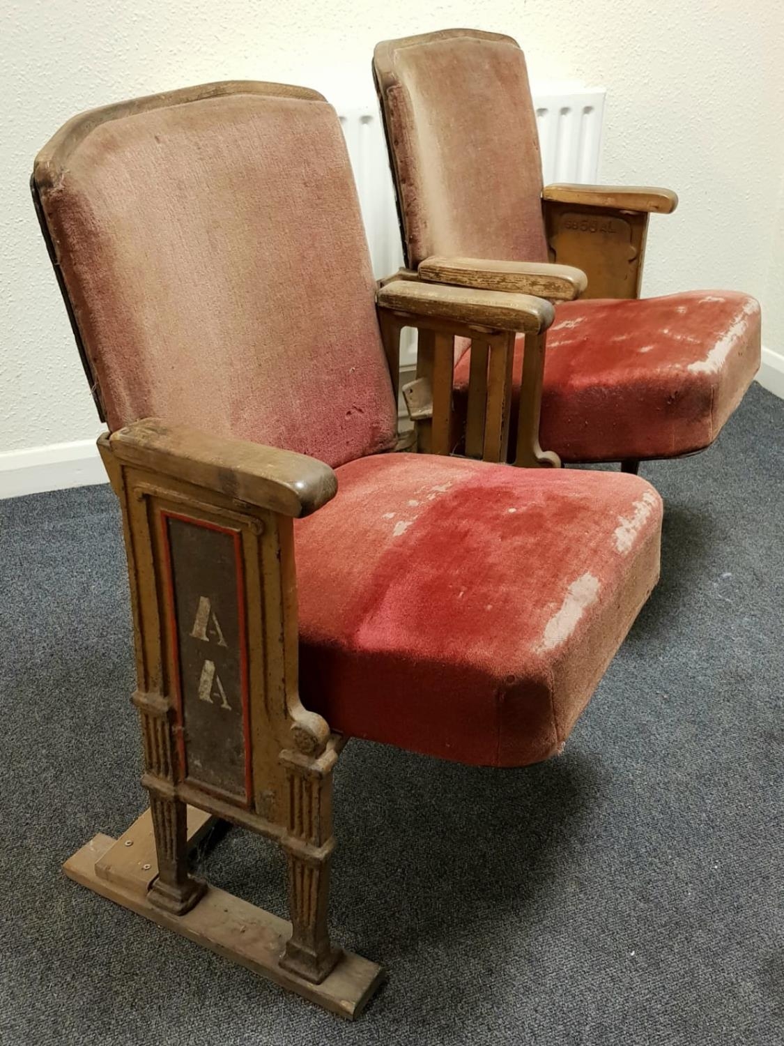 A Pair of Original Antique Edmonton Empire Music Hall Theatre Seats. The Empire was built in 1908 - Image 3 of 8