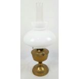 Vintage Aladdin 23 Brass Oil Lamp. Original Milk White Shade and Glass Flute. 62cm tall.