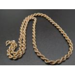 9K Yellow Gold Rope Link Necklace. 42cm 8.32g