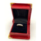 A VINTAGE STYLE 5 STONE (CZ) 9K GOLD RING. 1.8gms size O