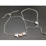 Two Silver Bracelets. Star Charm - 14cm. Prince of Wales-Link - 14cm. 11.72g total weight.